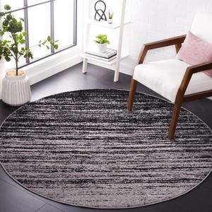 SAFAVIEH Adirondack Collection ковер 183 x 183 см silver / black ADR113A современный ombre non-shedding для столовой, прихожей, гостиной, спальни