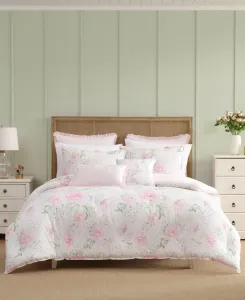 Двусторонний комплект постельного белья Serenity Roses, 7 предметов, размер King Laura Ashley, светло-розовый