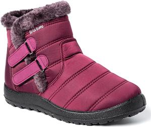 Женские зимние ботинки KISSOURBABY с меховой подкладкой, водонепроницаемые уличные снежные ботинки, Red#1