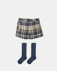 Детский комплект шорты в клетку темно-синего цвета с носками Tutto Piccolo
