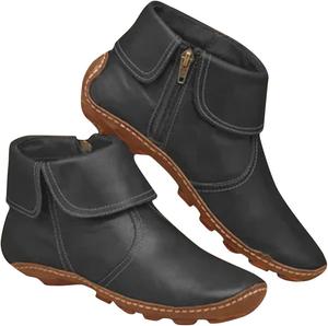 Женские классические ботильоны Cydmoty с низким каблуком - для всех сезонов, больших размеров, с застежкой-молнией, идеально подходят для повседневной носки, Black