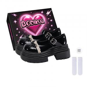 Boldi Kuki Туфли Мэри Джейн на массивном каблуке женские черные глянцевые эксклюзивная упаковка и носки, цвет Gloss Black (Exclusive Box+Socks)