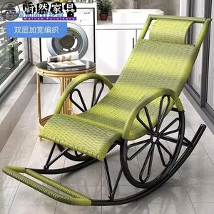 Fantasy Кресло-качалка из ротанга с двойными колесами, двойным слоем, бамбуковый зеленый