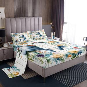 Erosebridal Комплект постельного белья Cute Walris с морским принтом и водяным узором в стиле каваи, Blue Beige