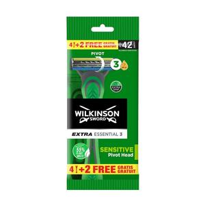 Extra Essential 3 одноразовые мужские бритвы для чувствительной кожи (4 + 2 шт.) Wilkinson
