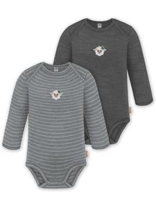 Normani Outdoor Sports Комплект из 2 детских боди с длинными рукавами из мериносовой шерсти, цвет Окленд, серый/антрацитовый