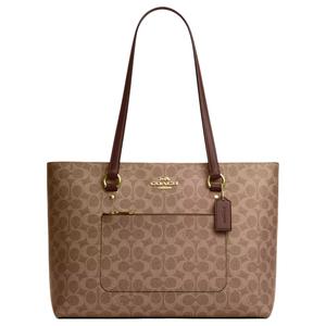 COACH Кожаная холщовая сумка-шоппер