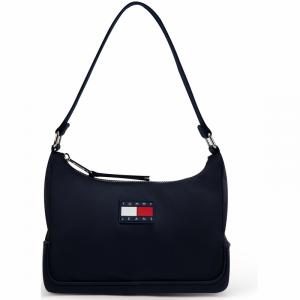 Tommy Hilfiger Полиэстеровая женская плечевая сумка среднего размера желто-белая, Navy Blue C1G