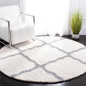 Ковер SAFAVIEH, 92 x 92 см, Parma Shag Collection, Cream & Grey, Trellis Design, идеально для гостиной, столовой, спальни (PMA521A)