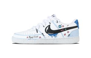 Nike Кроссовки Court Vision 1 Blue Planet, износостойкие, низкие, для скейтбординга, унисекс, сине-розовые