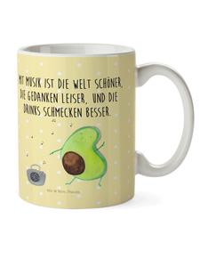 Детская кружка Танец авокадо с надписью в пастельно-желтых тонах Mr. & Mrs. Panda