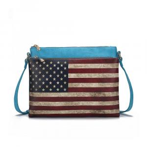 Коллекция Mkf Женская сумка через плечо Madeline из веганской кожи с принтом флага от Mia K MKF Collection, цвет Turquoise