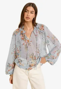 Блузка прямого кроя с завязками на шее Lipsy, Light Blue Floral