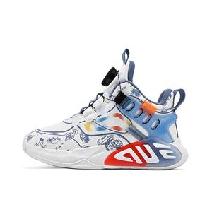 Детские баскетбольные кроссовки средней высоты с противоскользящей подошвой, амортизацией и противоударной амортизацией. D&W, белый/синий