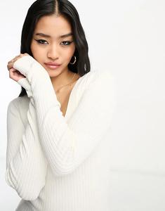 Вязаный топ JDY с круглым вырезом белого цвета