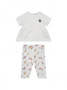 Комплект с брюками с анималистичным принтом Moncler Enfant, белый