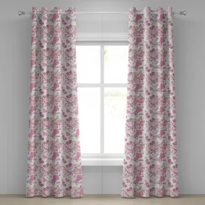 Модная штора на люверсах от ABAKUHAUS, винтажный женский сексуальный корсет, декоративный цветочный принт для комнаты девочки, 280 см x 260 см, бежево-розовый