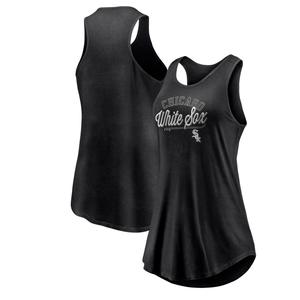 Женская футболка Fanatics с логотипом Black Chicago White Sox Simplicity Swing Racerback с круглым вырезом на бретелях Fanatics
