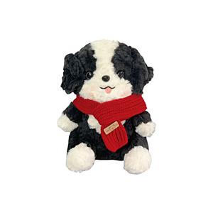 Плюшевая кукла щенка бордер-колли в милой праздничной шапочке, высота 23 см BUDUO, красный