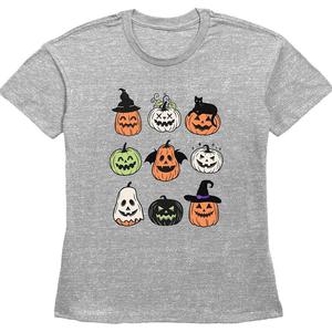 Детская футболка с рисунком Jack O Lanterns Jumble на Хэллоуин, цвет Heather Gray