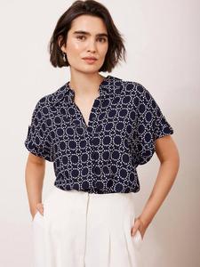 Курортная рубашка с абстрактным принтом Mint Velvet, цвет Blue Navy