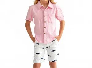 Пляжная вязаная рубашка нежно-розового цвета Appaman