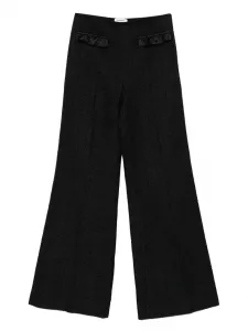 Твидовые брюки с оборками SANDRO, черный