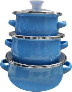 Набор эмалированных кастрюль IEUDNS, 3 предмета, синий