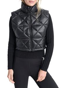 Укороченный стеганый жилет DKNY, цвет Metallic Black