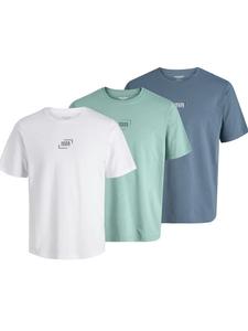 JACK & JONES Junior Футболка JJCORP GRAPHIC TEE S/S O-NECK 3PK MP JNR в цвете «синий мираж»