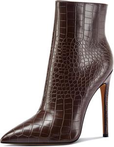 Женские ботильоны Castamere на высоком каблуке с острым носком, на молнии, с каблуком-стилето 12 см, Brown Crocodile