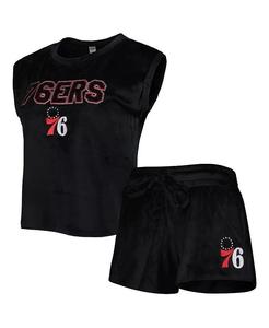 Женский черный комплект для сна Philadelphia 76ers Intermission T-shirt и Shorts Concepts Sport
