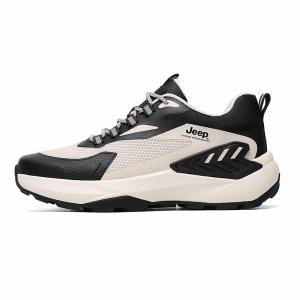 Походные ботинки Jeep комбинированные на толстой подошве, бело-черный