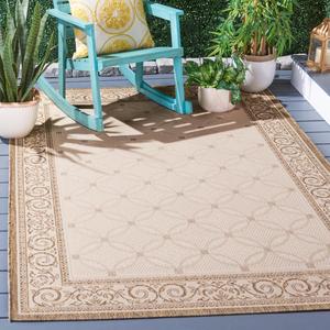 Ковер SAFAVIEH, 122 x 171 см, Washable Rug Outdoor Courtyard Collection - Natural & Brown, без линьки и легкий в уходе, идеален для патио, заднего двора, прихожей (CY1502-3001)