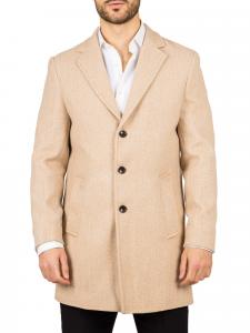 Пальто из шерстяной смеси с воротником-стойкой и зазубренными лацканами, классическое тренчкотное пальто, зимняя куртка TruClothing, бежевый