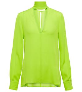Блузка из шелкового крепа с вырезом Valentino, Lime Green
