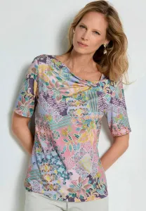 Футболка с принтом «mit knotendetail» Goldner, Sage/Rosé Patterned