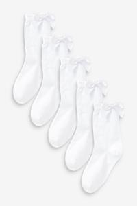 Комплект из 5 пар школьных носков с высоким содержанием хлопка и бантиком Next, белый