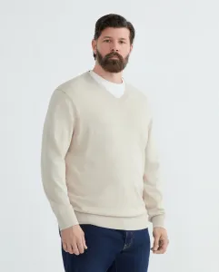 Джемпер с V-образным вырезом базовое мужское больших размеров Dustin, бежевый