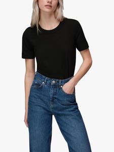 Хлопковая футболка Whistles Rosa с двойной отделкой, черная