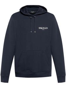 Толстовка с капюшоном и завязками на шнурке с логотипом Balmain, синий