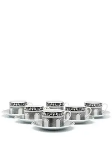 Набор Facciata Quattrocentesca из шести чайных чашек Fornasetti, белый