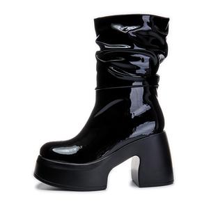 POOQ Женские черные ботинки на шнуровке, цвет Black