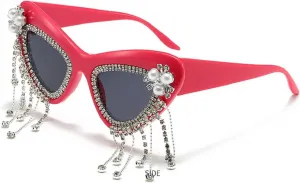 Солнцезащитные очки Melrose Rinestone, стильные очки «кошачий глаз» для женщин, модные летние очки с защитой от УФ-излучения UV400, модель 7320, Red