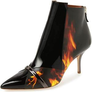 Женские глянцевые ботильоны FSJ с средним каблуком, зауженным носком, челси с молнией, осенние модные зимние туфли, размер 4-15 US, Flame