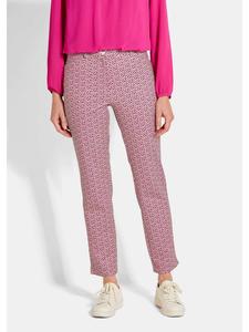 Брюки облегающего кроя с высокой талией, бежевого/ягодного/узорчатого цвета GOLDNER