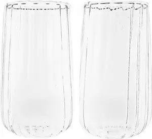 Набор из 4 стаканов Luana Largo объемом 400 мл с рельефным рисунком из боросиликатного стекла. Almina