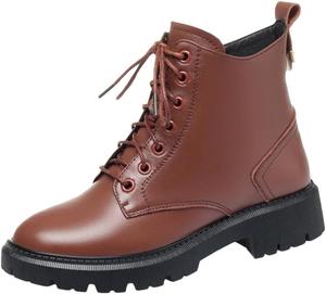 Женские ботинки Niiyyjj большого размера из натуральной кожи, противоскользящие зимние сапоги с утеплителем и меховой подкладкой, ботинки в стиле милитари, Brown Wool