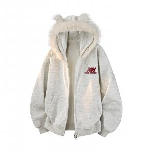 Толстовка Unisex Hooded Moderate Cardigan HUANQIU, светло-серый (темно-красный)