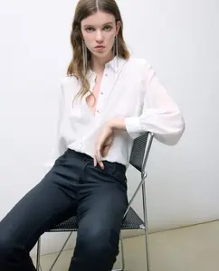 Женская блузка с длинным рукавом и застежкой-стразы Tintoretto, белый